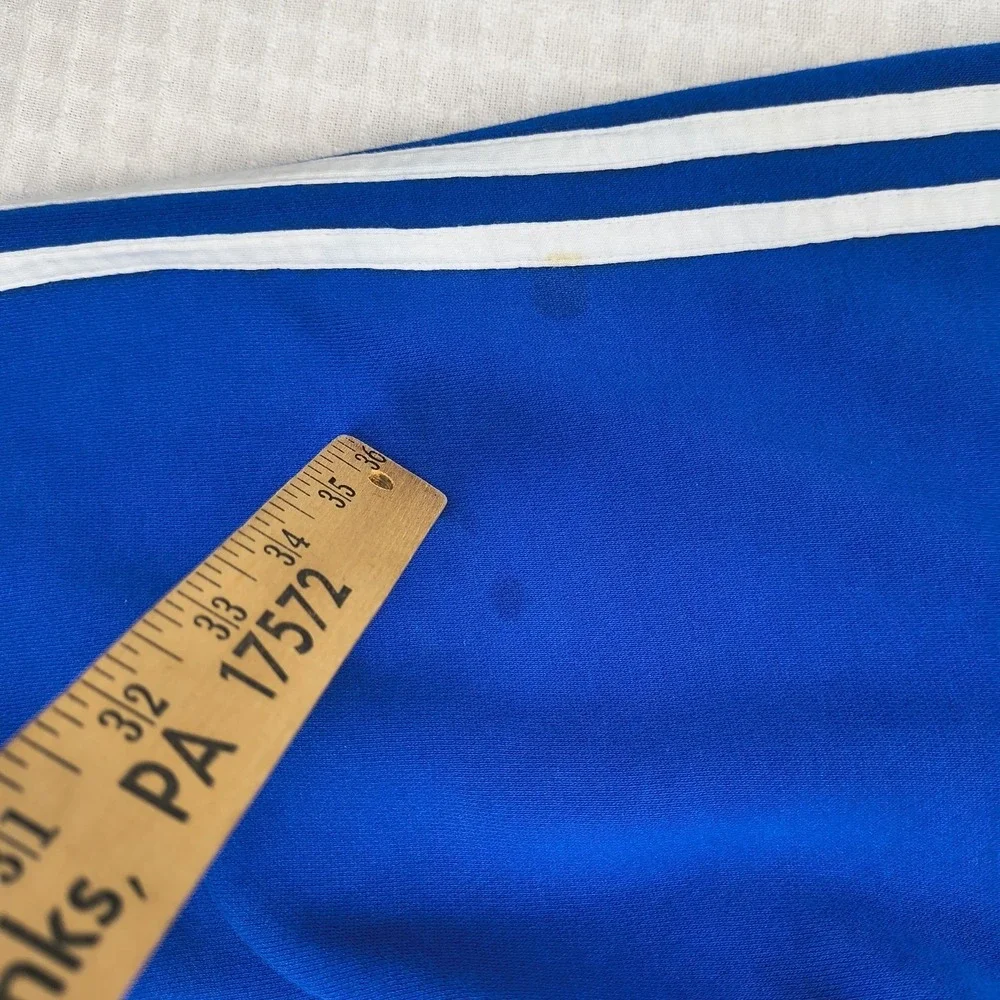 Adidas Mens Large Blue 3-Stripes Raglan Pullover Hoodie Sweatshirt Vintage Style